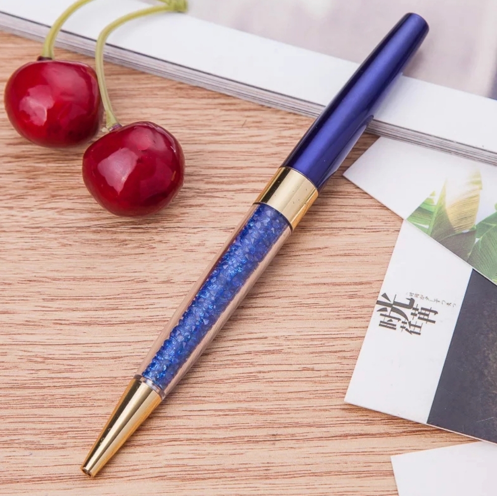 Blue Sapphire Crystal Ballpoint Pen with Black Ink